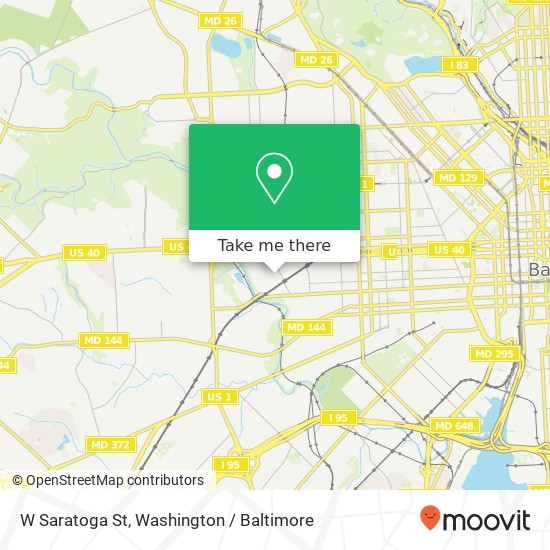 Mapa de W Saratoga St, Baltimore, MD 21223