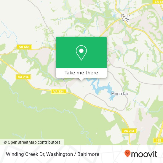 Mapa de Winding Creek Dr, Dumfries, VA 22025