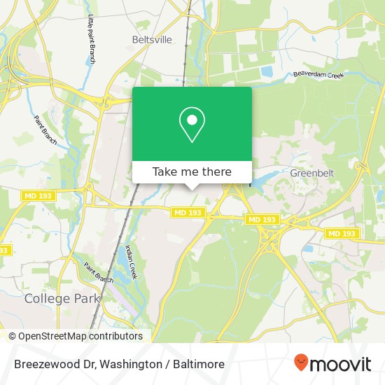 Mapa de Breezewood Dr, Greenbelt, MD 20770