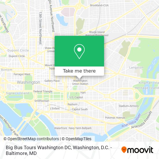Mapa de Big Bus Tours Washington DC
