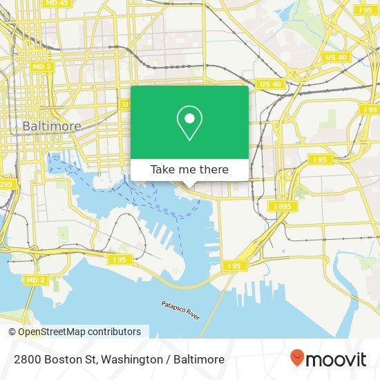 Mapa de 2800 Boston St, Baltimore, MD 21224