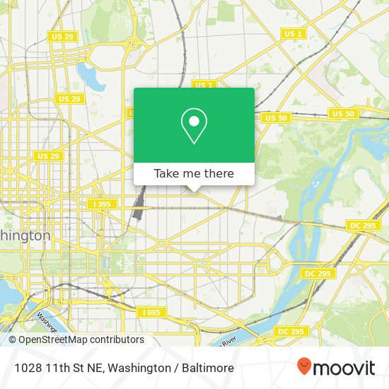 Mapa de 1028 11th St NE, Washington, DC 20002