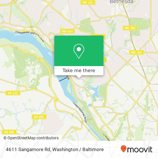Mapa de 4611 Sangamore Rd, Bethesda, <B>MD< / B> 20816