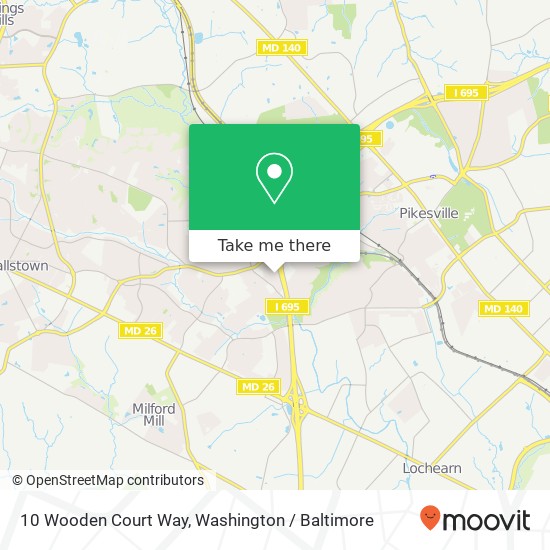 Mapa de 10 Wooden Court Way, Pikesville, MD 21208