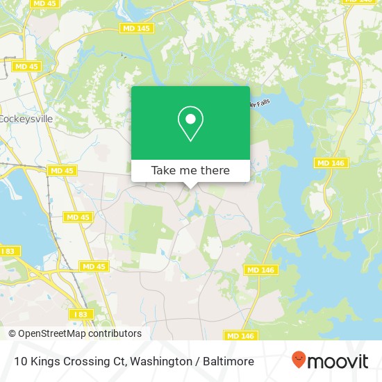 Mapa de 10 Kings Crossing Ct, Cockeysville, MD 21030