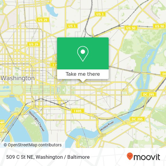 Mapa de 509 C St NE, Washington, DC 20002