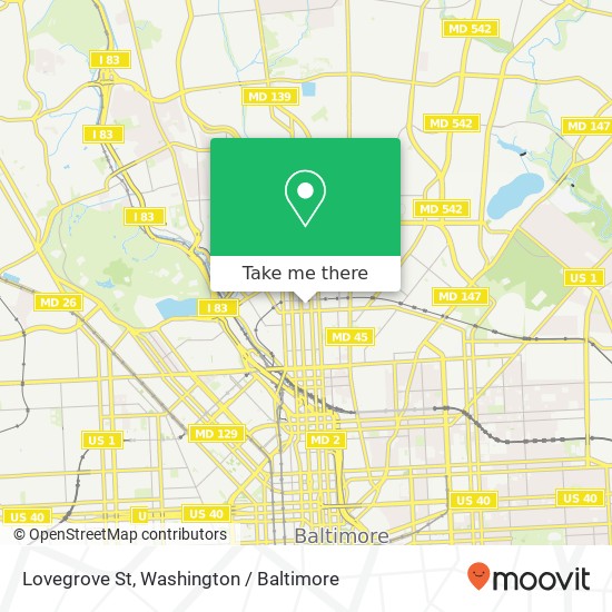 Mapa de Lovegrove St, Baltimore, MD 21218