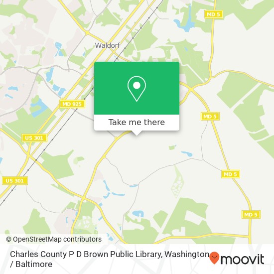 Mapa de Charles County P D Brown Public Library, 50 Village St