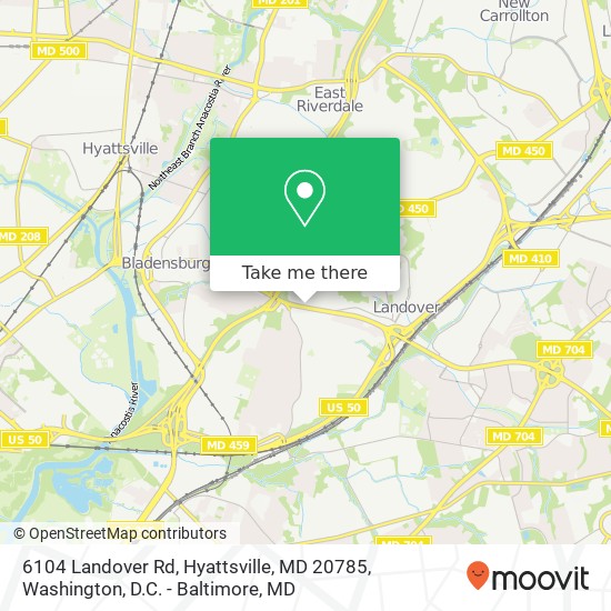 Mapa de 6104 Landover Rd, Hyattsville, MD 20785