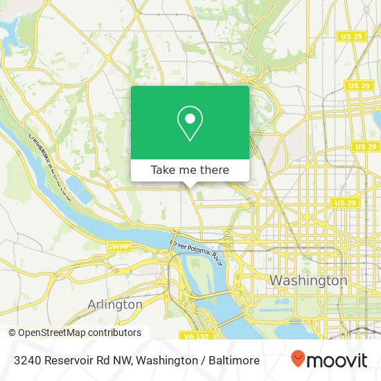 Mapa de 3240 Reservoir Rd NW, Washington, DC 20007