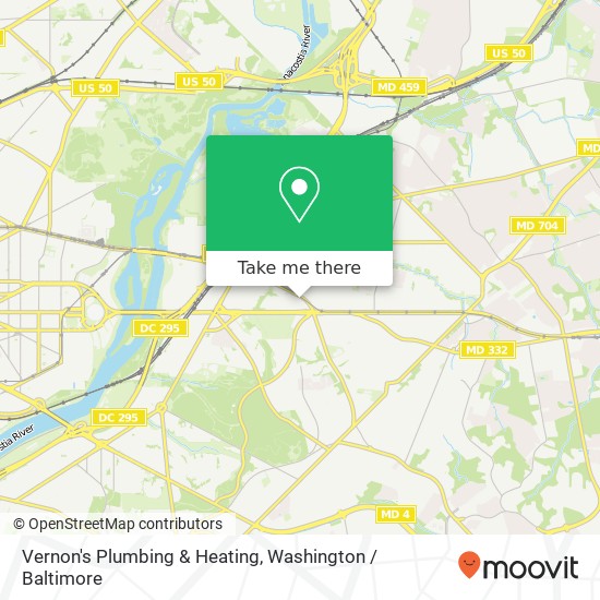 Mapa de Vernon's Plumbing & Heating, 4373 Benning Rd NE