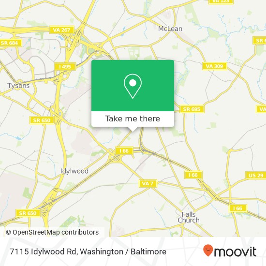 Mapa de 7115 Idylwood Rd, Falls Church, <B>VA< / B> 22043
