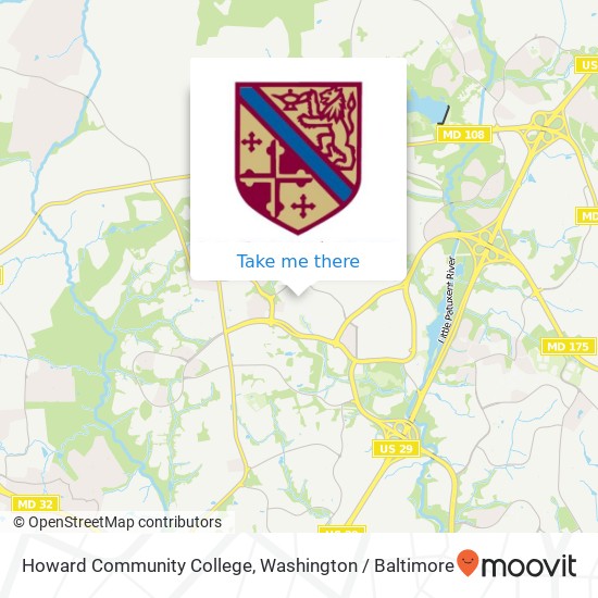 Mapa de Howard Community College, 10481 Cross Fox Ln