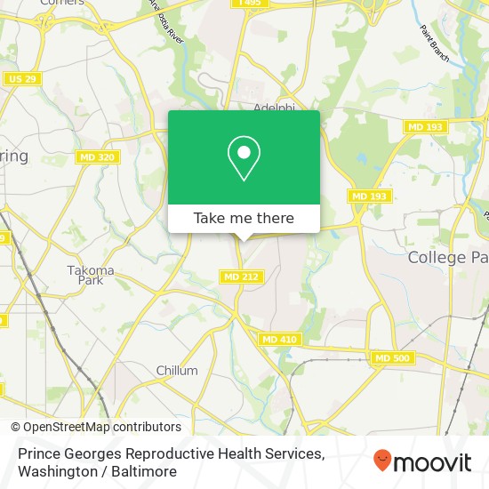 Mapa de Prince Georges Reproductive Health Services, 7411 Riggs Rd