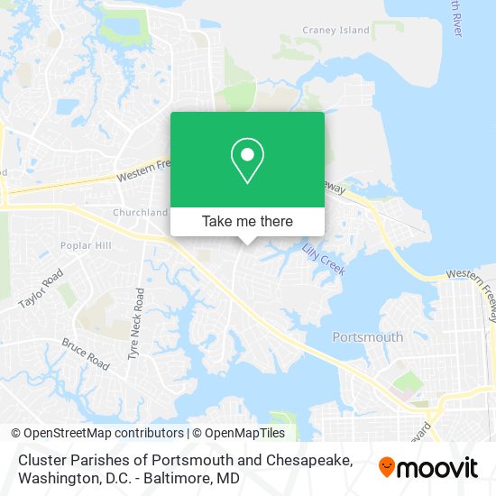 Cluster Parishes of Portsmouth and Chesapeake map