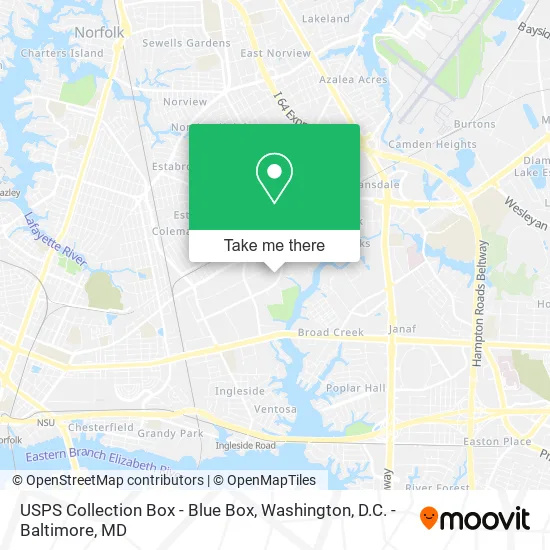 Mapa de USPS Collection Box - Blue Box