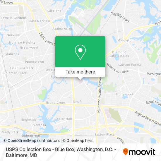Mapa de USPS Collection Box - Blue Box