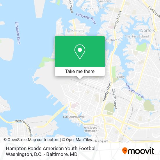 Mapa de Hampton Roads American Youth Football