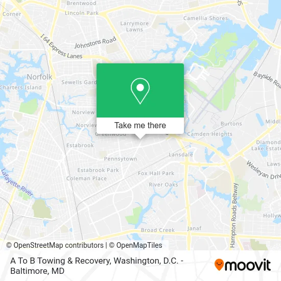 A To B Towing & Recovery map