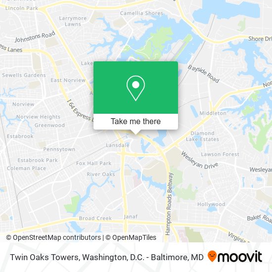 Twin Oaks Towers map
