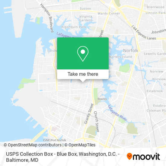 Mapa de USPS Collection Box - Blue Box