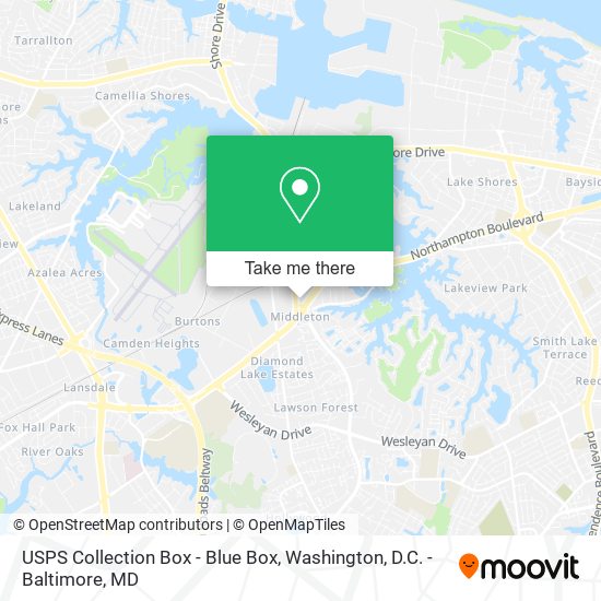 Mapa de USPS Collection Box - Blue Box