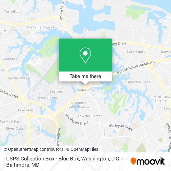 Mapa de USPS Collection Box - Blue Box