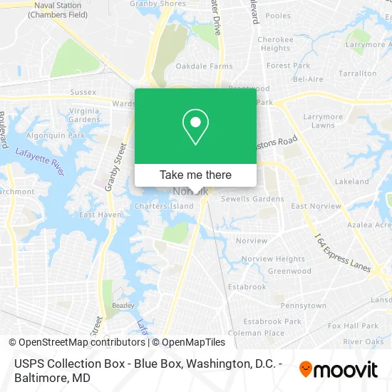 Mapa de USPS Collection Box - Blue Box