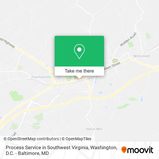 Process Service in Southwest Virginia map