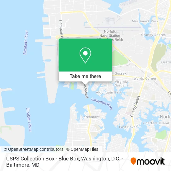 Mapa de USPS Collection Box - Blue Box