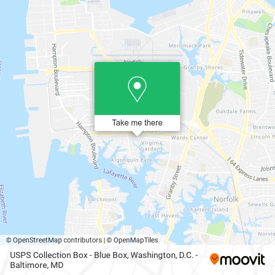Mapa de USPS Collection Box - Blue Box