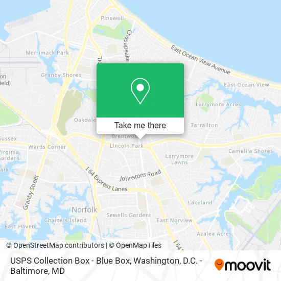 Mapa de USPS Collection Box - Blue Box