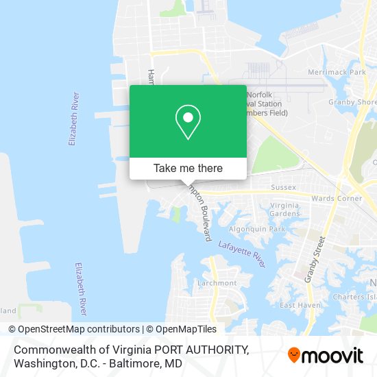 Mapa de Commonwealth of Virginia PORT AUTHORITY