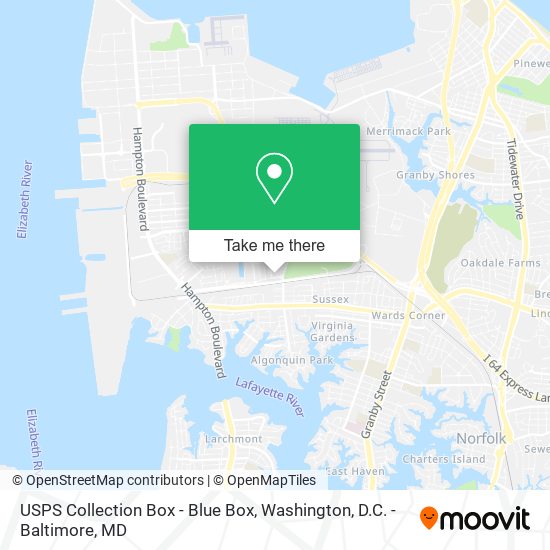 Mapa de USPS Collection Box - Blue Box
