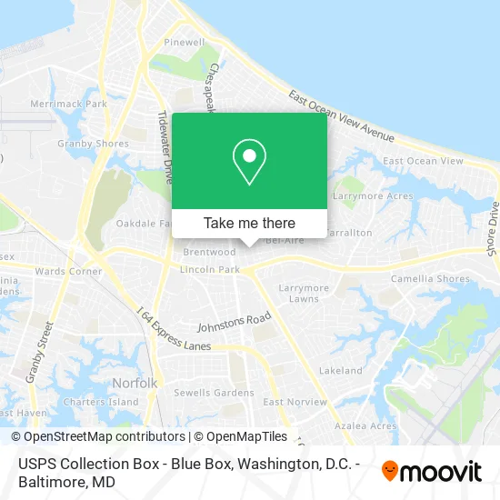 Mapa de USPS Collection Box - Blue Box