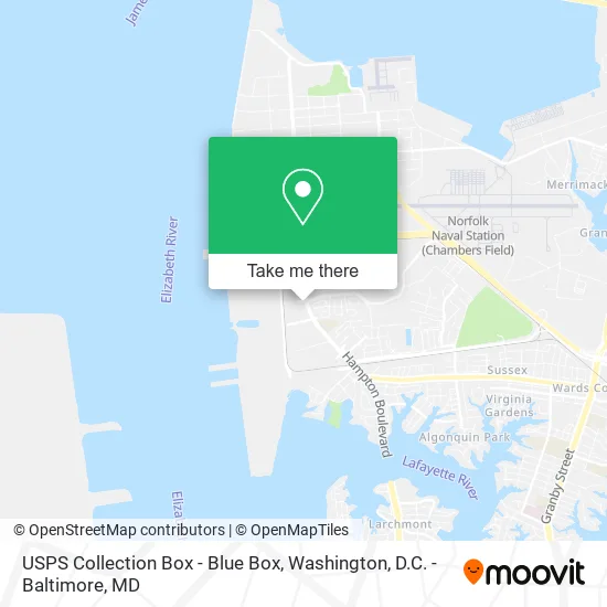 Mapa de USPS Collection Box - Blue Box