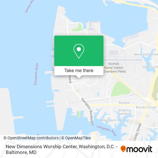 Mapa de New Dimensions Worship Center