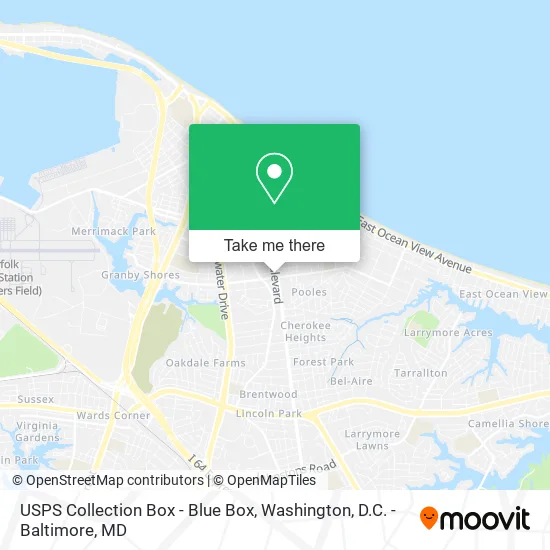 Mapa de USPS Collection Box - Blue Box