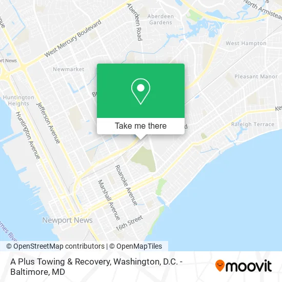 A Plus Towing & Recovery map