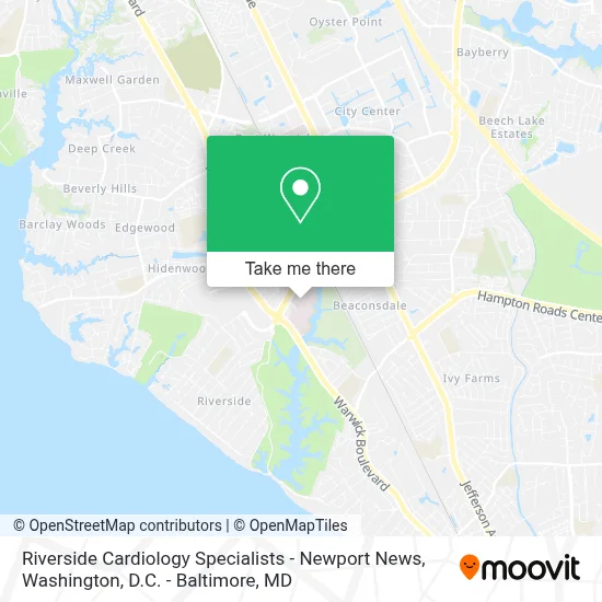 Riverside Cardiology Specialists - Newport News map