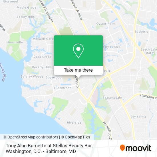 Mapa de Tony Alan Burnette at Stellas Beauty Bar