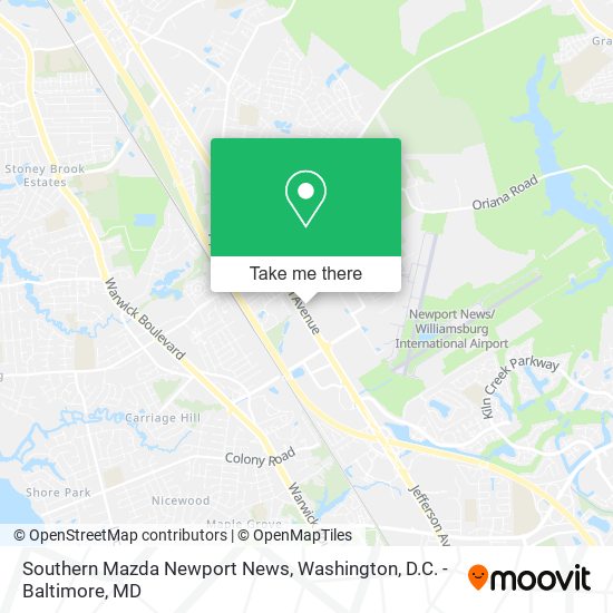 Southern Mazda Newport News map