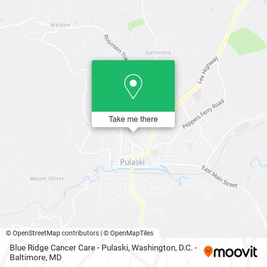 Blue Ridge Cancer Care - Pulaski map