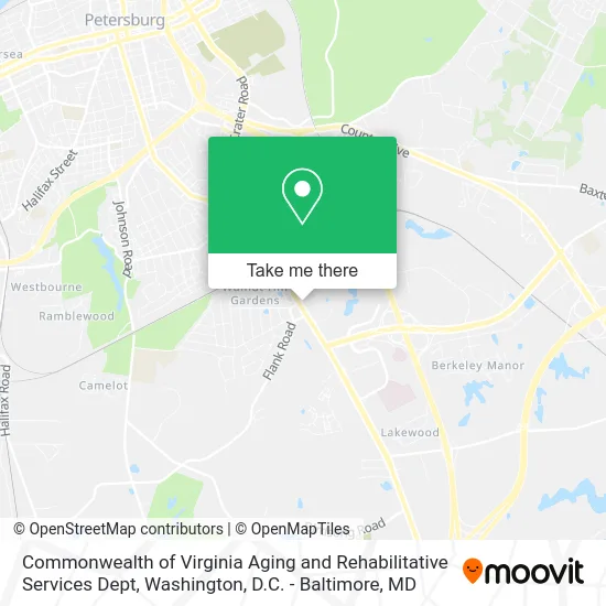 Commonwealth of Virginia Aging and Rehabilitative Services Dept map