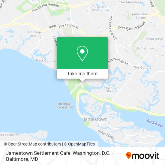 Mapa de Jamestown Settlement Cafe