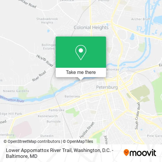 Mapa de Lower Appomattox River Trail