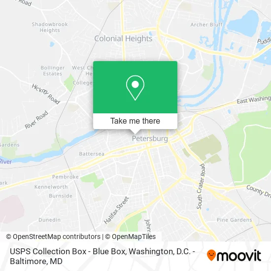 Mapa de USPS Collection Box - Blue Box