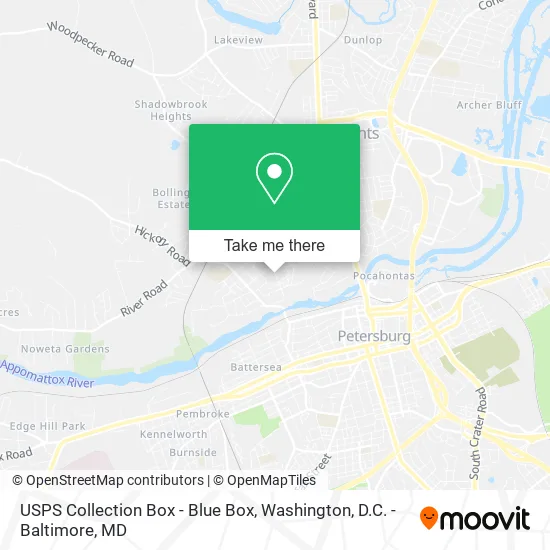 Mapa de USPS Collection Box - Blue Box