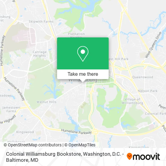 Mapa de Colonial Williamsburg Bookstore