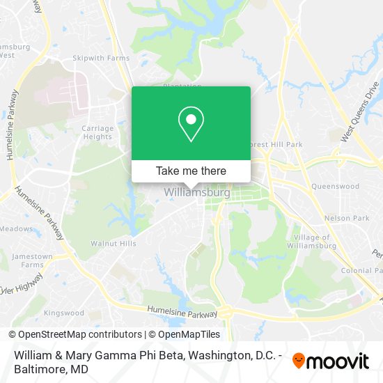 William & Mary Gamma Phi Beta map